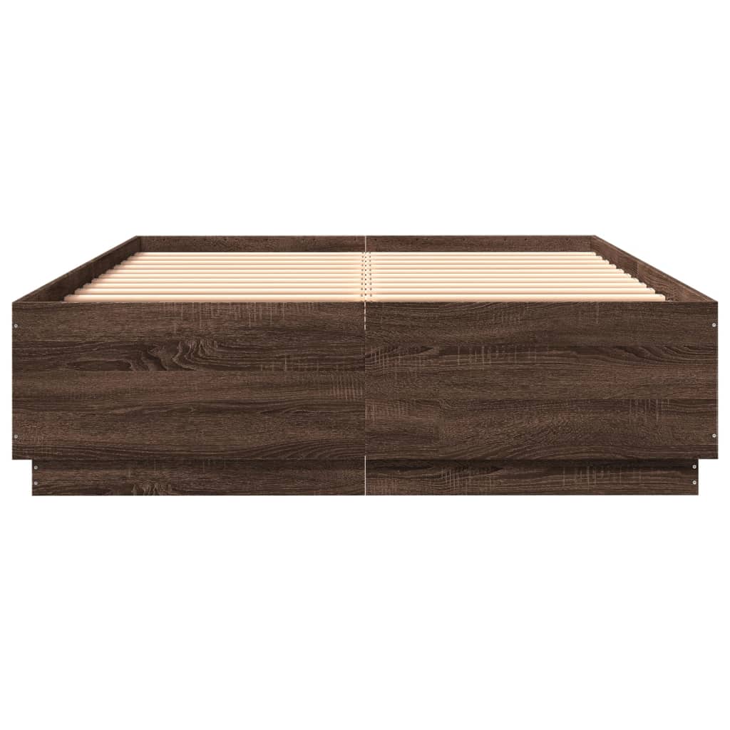 Cadre de lit avec LED sans matelas chêne marron 150x200 cm - XIOS