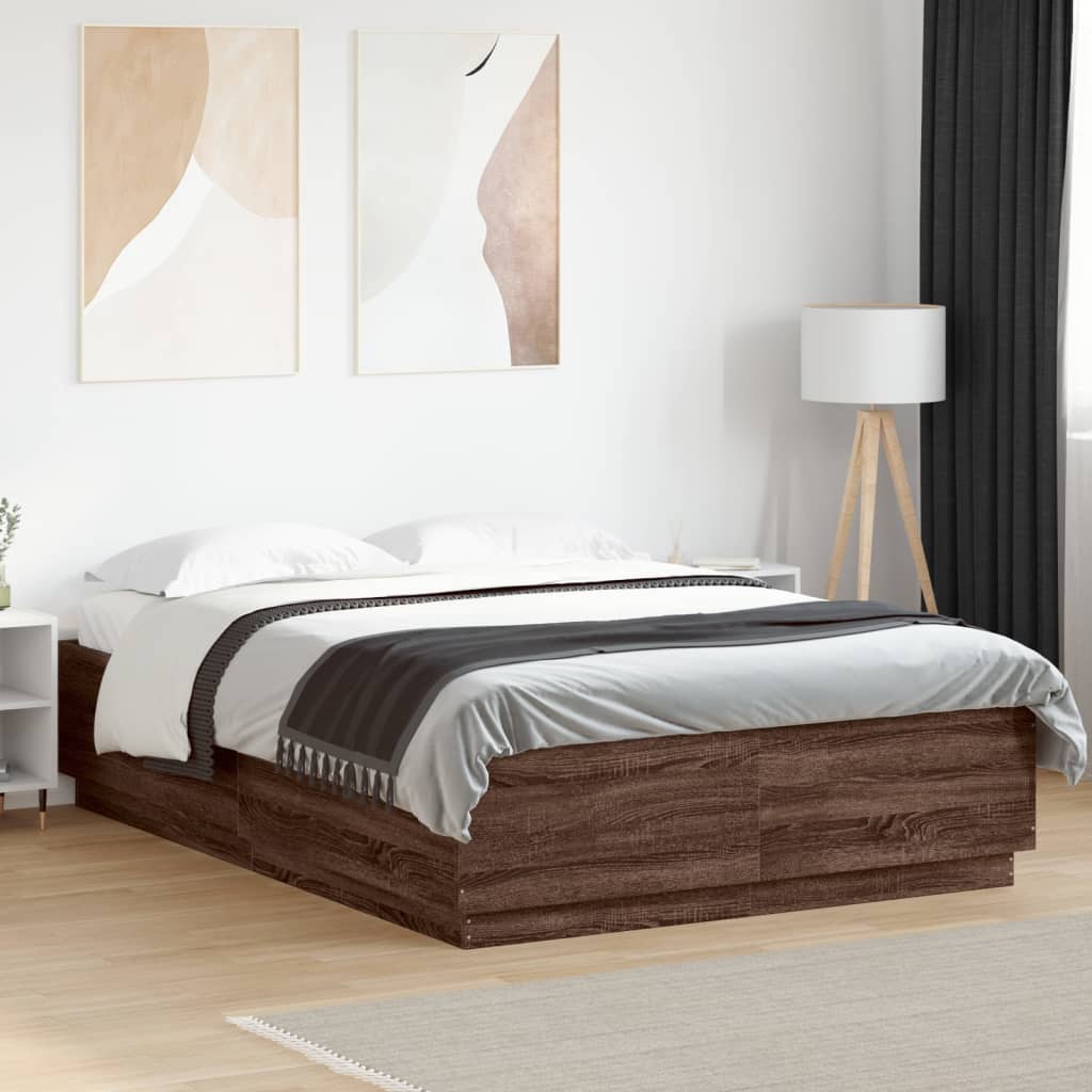Cadre de lit avec LED sans matelas chêne marron 150x200 cm - XIOS