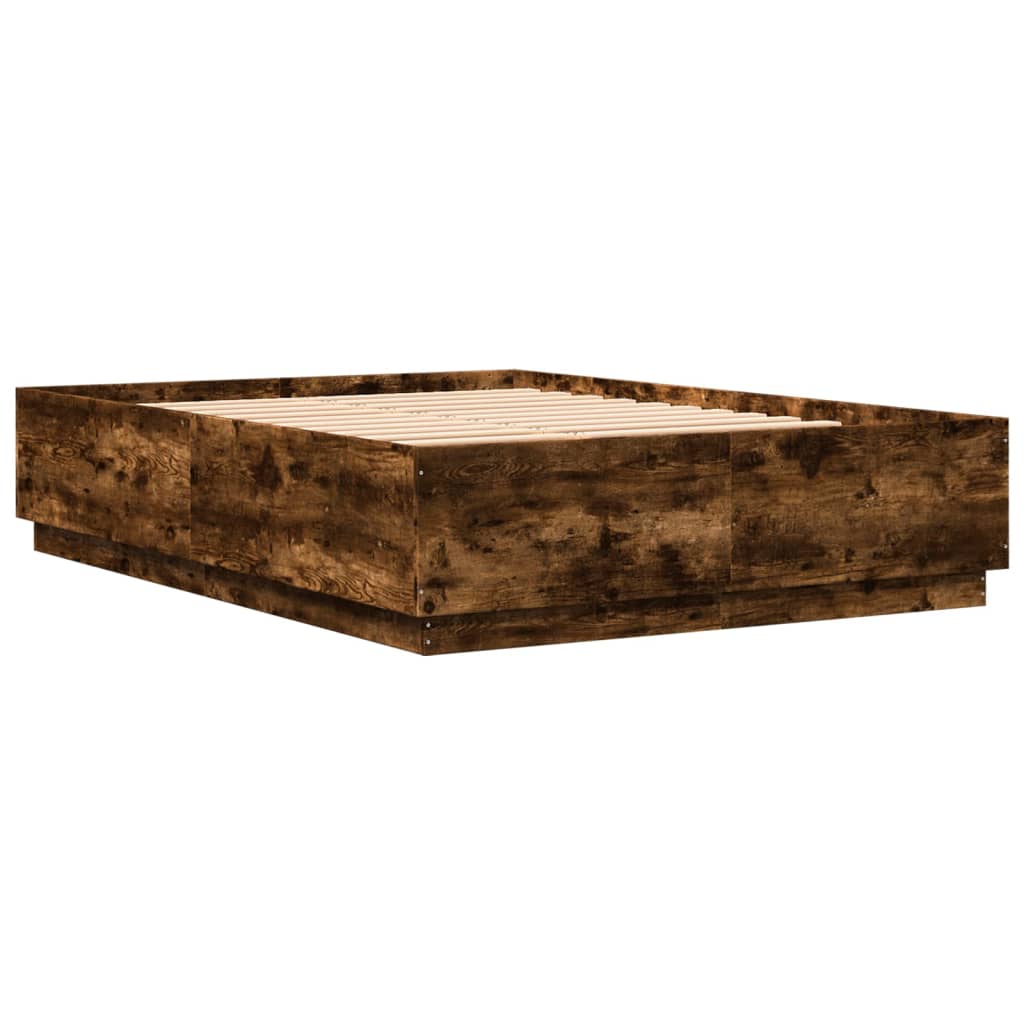 Cadre de lit avec LED sans matelas chêne fumé 140x200 cm - XIOS