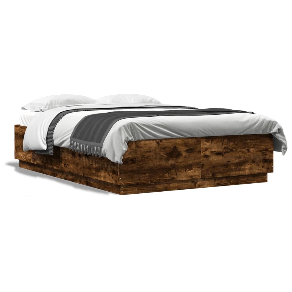 Cadre de lit avec LED sans matelas chêne fumé 140x200 cm - XIOS