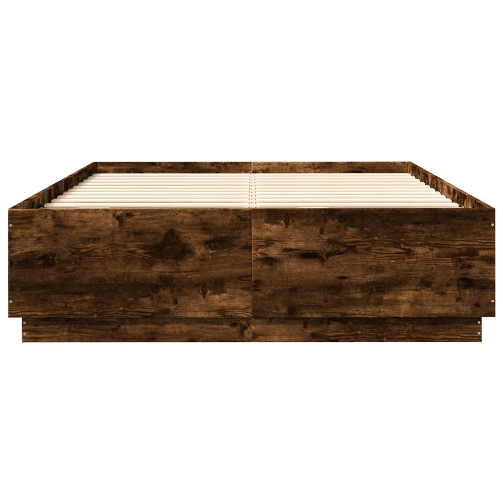 Cadre de lit avec LED sans matelas chêne fumé 140x200 cm - XIOS