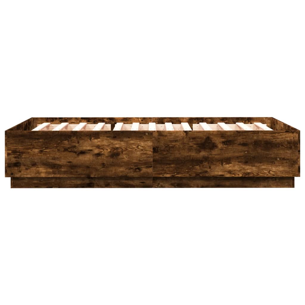 Cadre de lit avec LED sans matelas chêne fumé 140x200 cm - XIOS