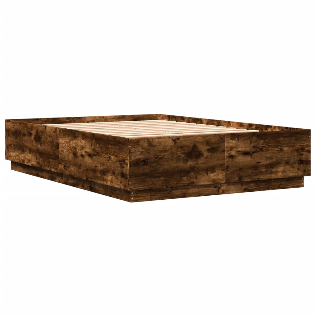 Cadre de lit avec LED sans matelas chêne fumé 140x200 cm - XIOS