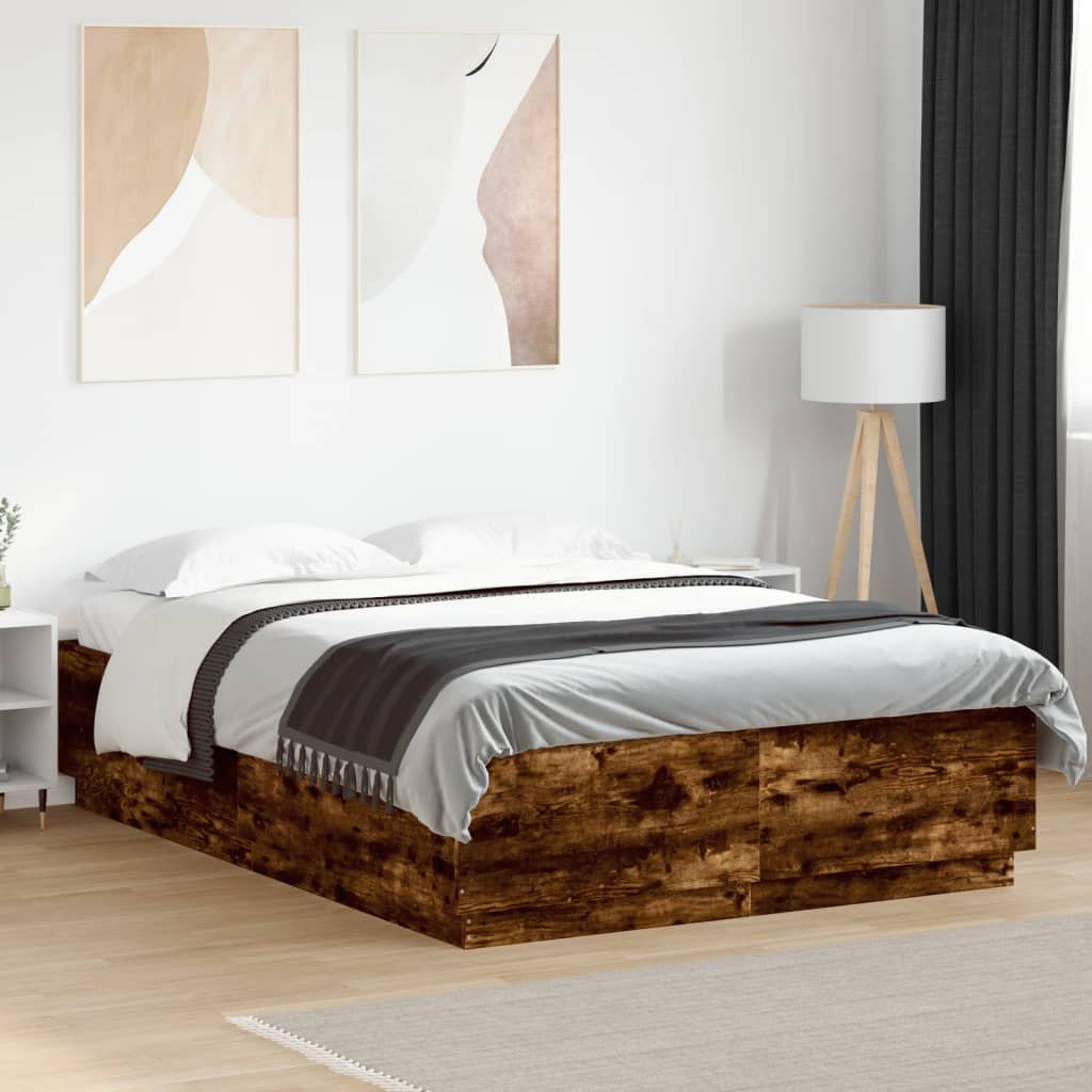 Cadre de lit avec LED sans matelas chêne fumé 140x200 cm - XIOS