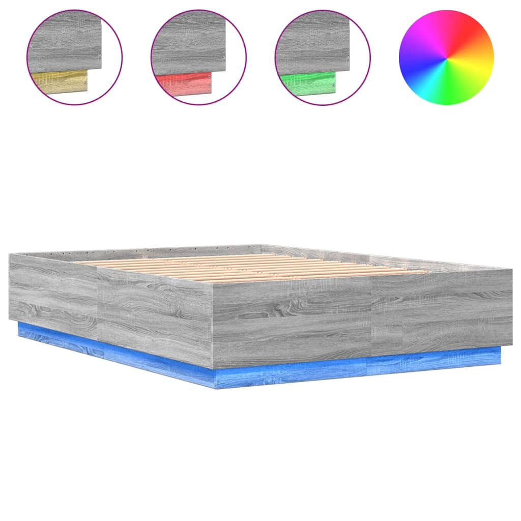 Cadre de lit avec LED sans matelas sonoma gris 140x200 cm - XIOS