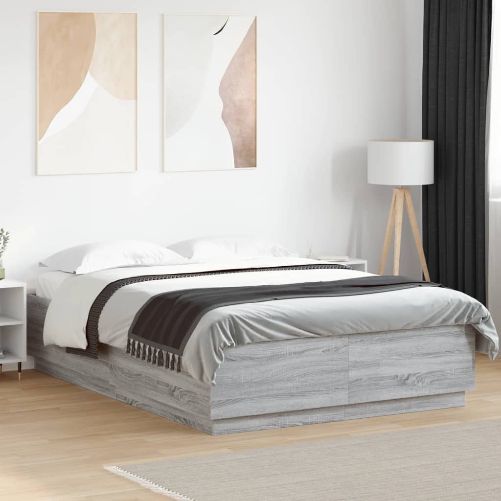 Cadre de lit avec LED sans matelas sonoma gris 140x200 cm - XIOS