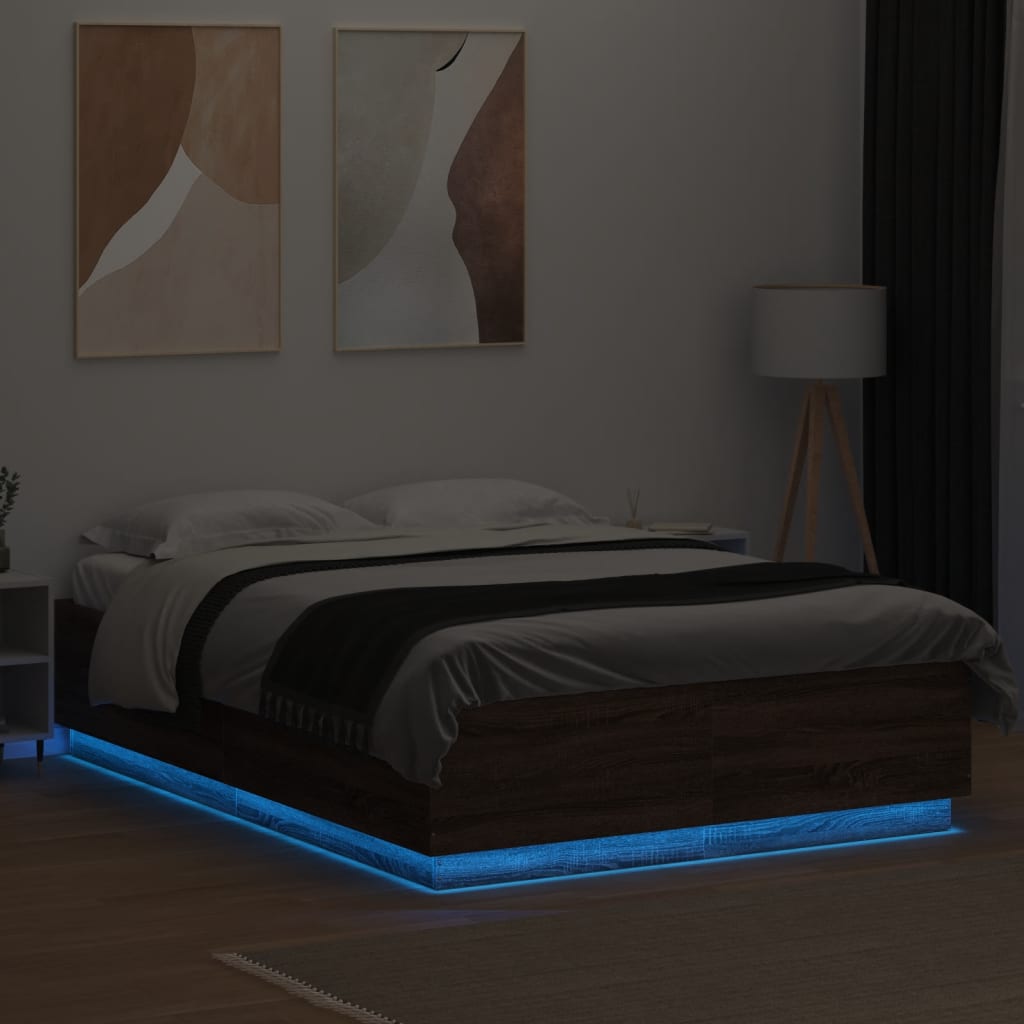 Cadre de lit avec LED sans matelas chêne marron 120x200 cm - XIOS