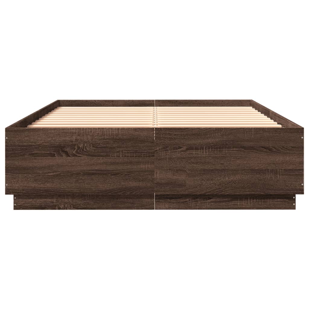 Cadre de lit avec LED sans matelas chêne marron 120x200 cm - XIOS