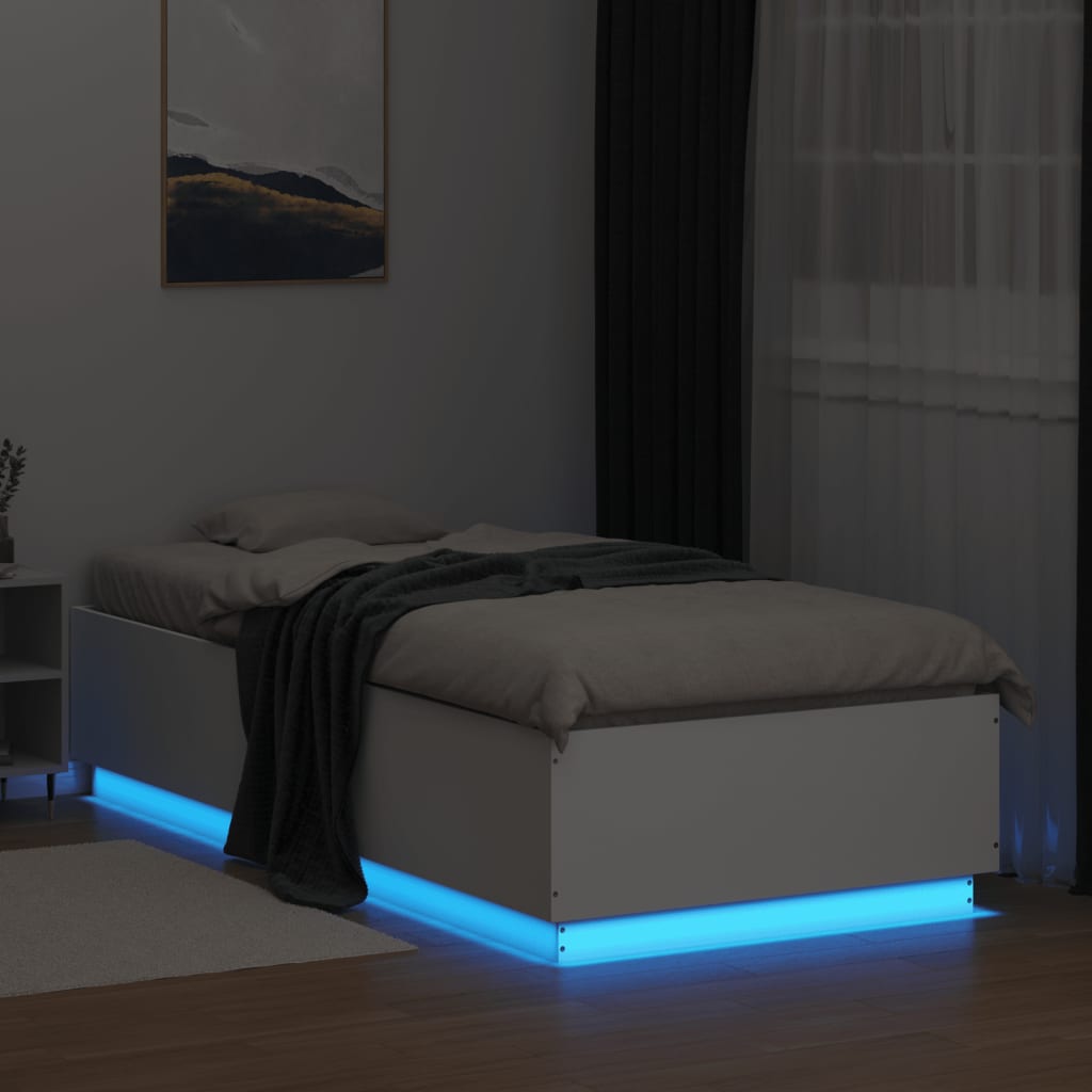 Cadre de lit avec LED sans matelas blanc 100x200 cm - XIOS