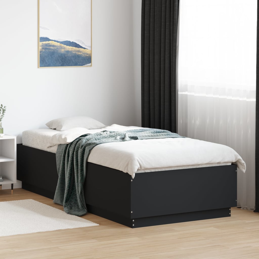 Cadre de lit avec LED sans matelas noir 100x200 cm - XIOS