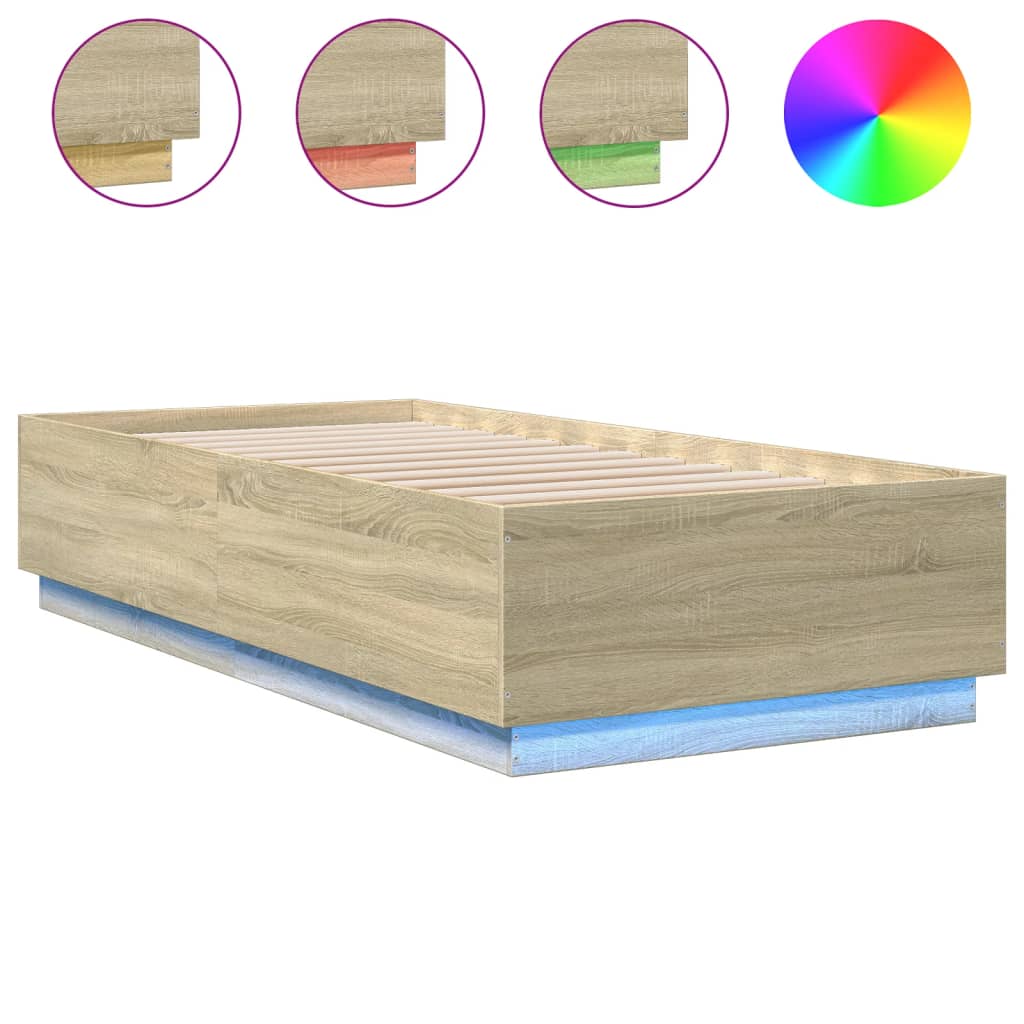 Cadre de lit avec LED sans matelas chêne sonoma 100x200 cm - XIOS