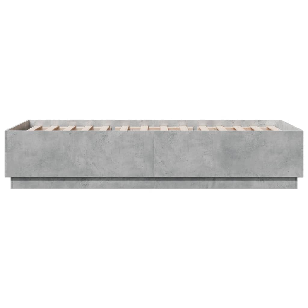 Cadre de lit avec LED sans matelas gris béton 100x200 cm - XIOS