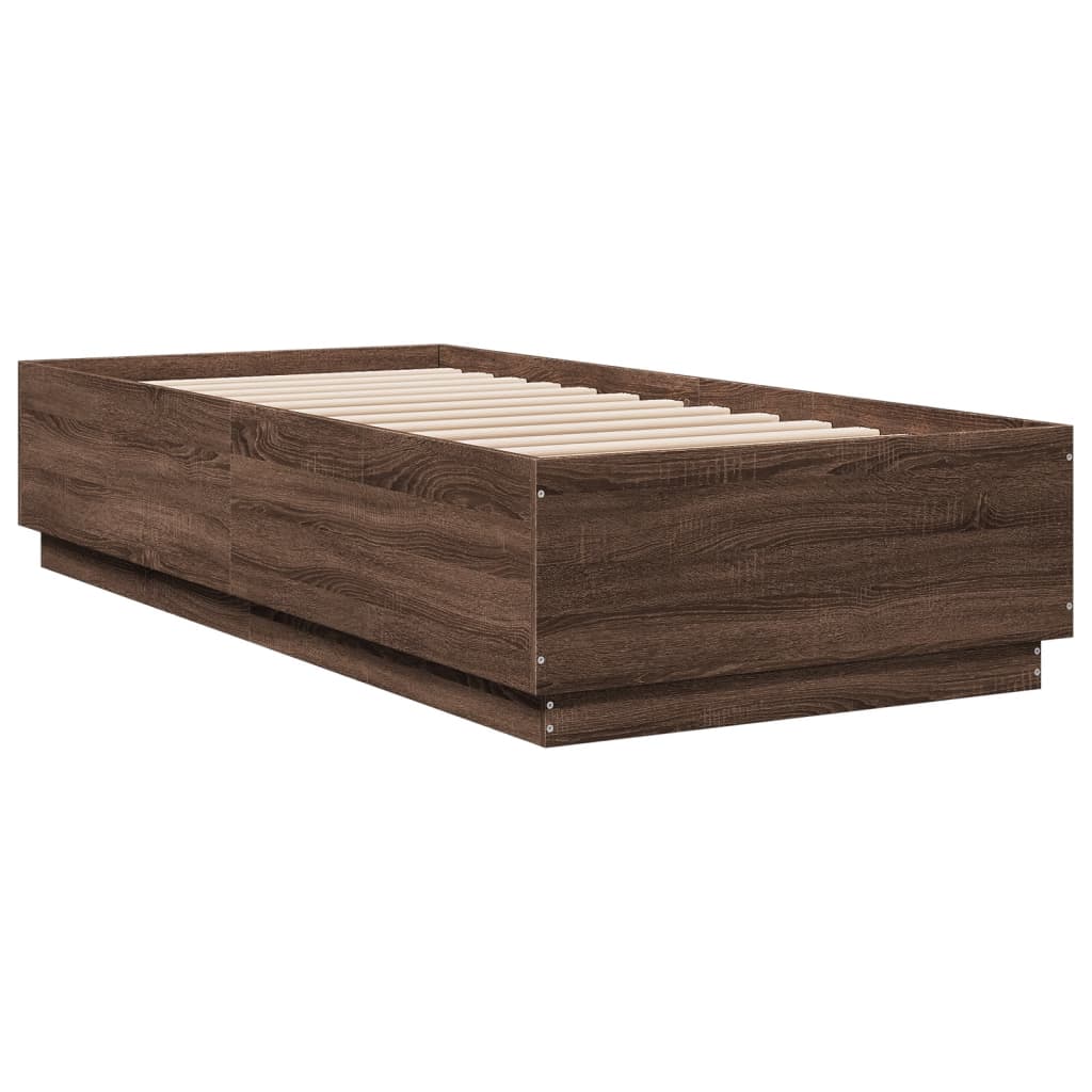 Cadre de lit avec LED sans matelas chêne marron 100x200 cm - XIOS