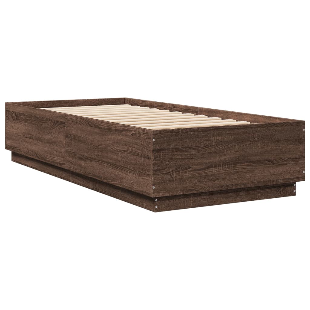 Cadre de lit avec LED sans matelas chêne marron 100x200 cm - XIOS