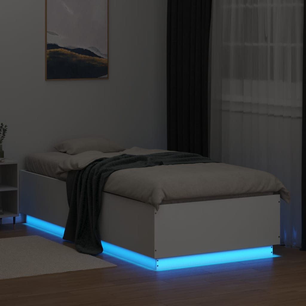Cadre de lit avec LED sans matelas blanc 90x200 cm - XIOS