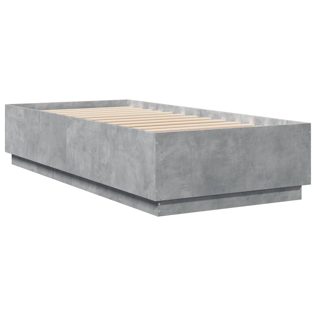 Cadre de lit avec LED sans matelas gris béton 90x200 cm - XIOS