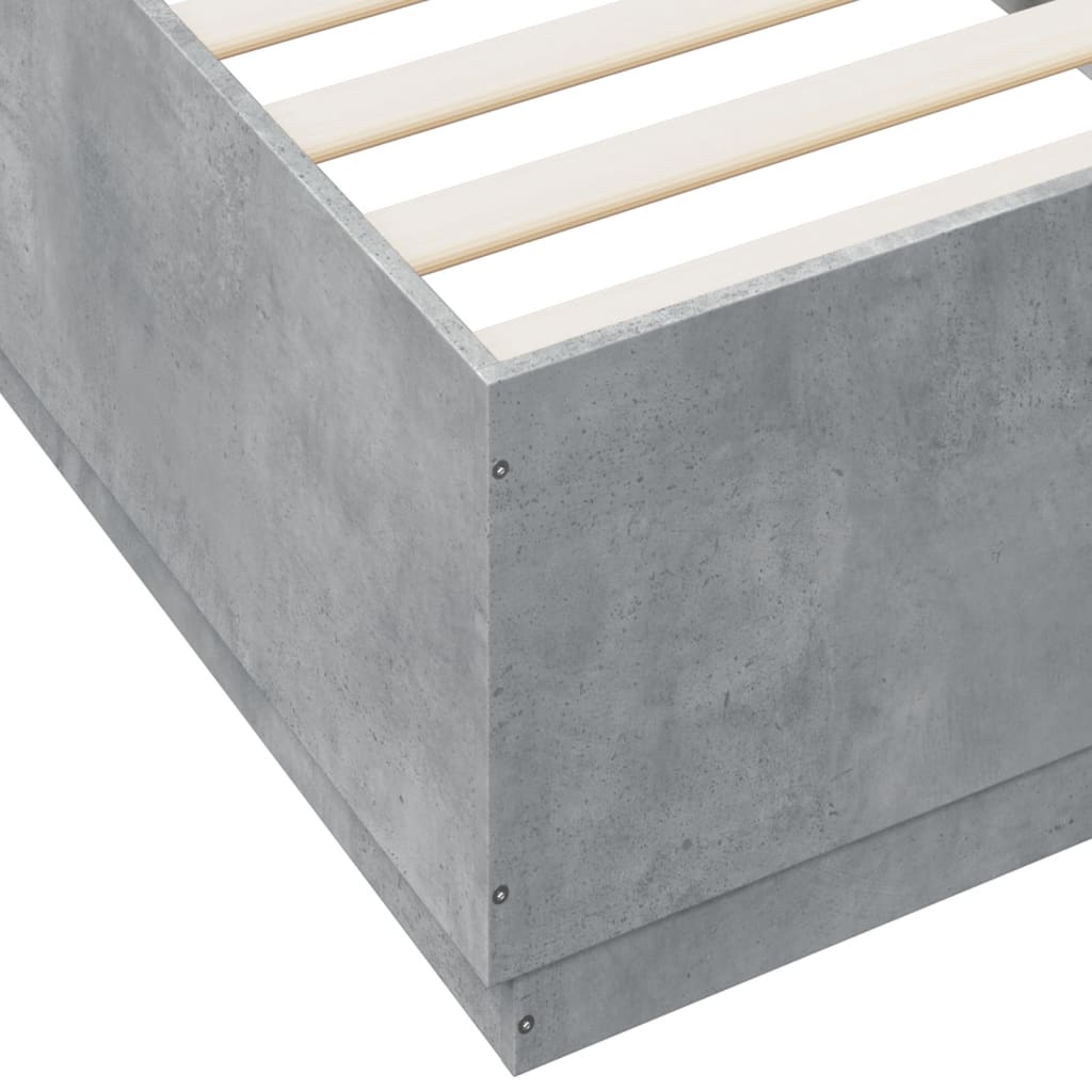 Cadre de lit avec LED sans matelas gris béton 90x200 cm - XIOS