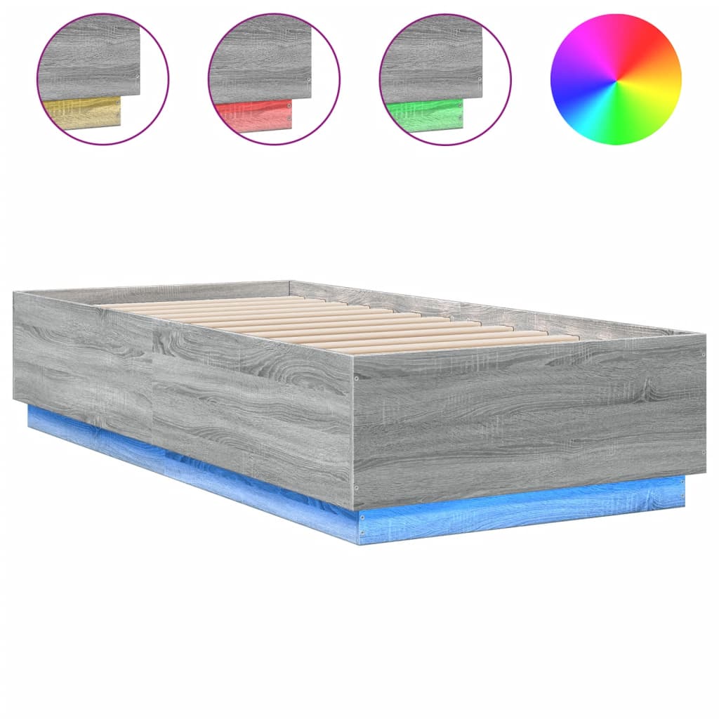 Cadre de lit avec LED sans matelas sonoma gris 90x200 cm - XIOS