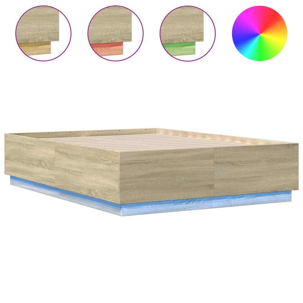 Cadre de lit avec LED sans matelas chêne sonoma 140x190 cm - XIOS
