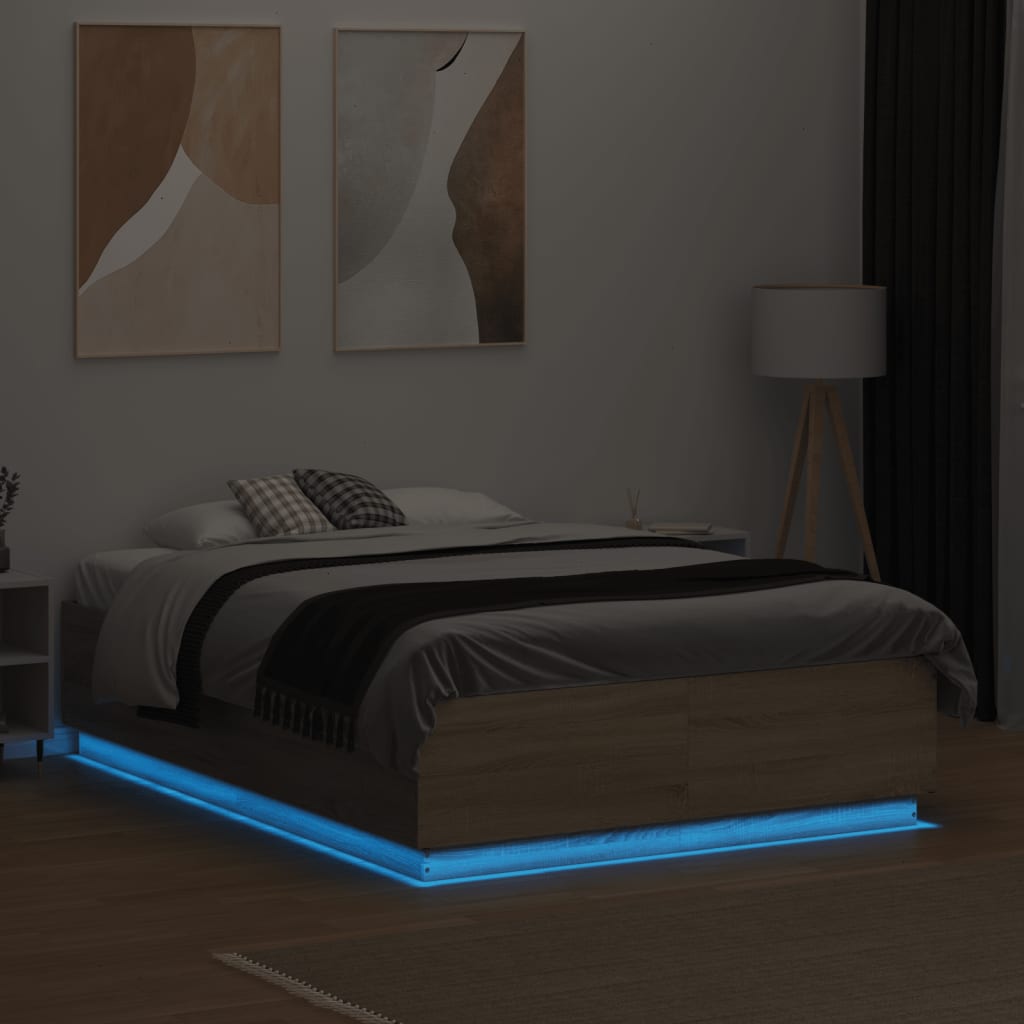 Cadre de lit avec LED sans matelas chêne sonoma 140x190 cm - XIOS