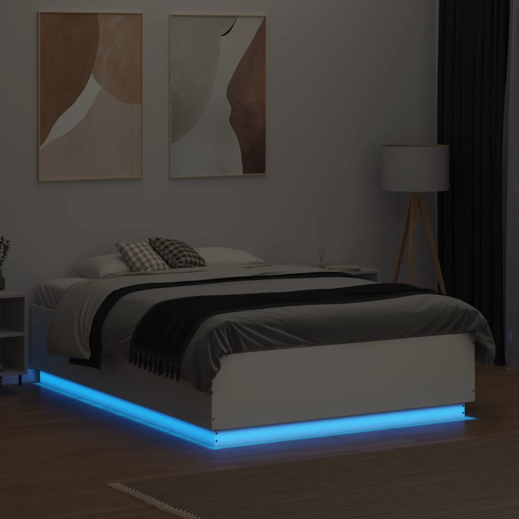 Cadre de lit avec LED sans matelas blanc 135x190 cm - XIOS