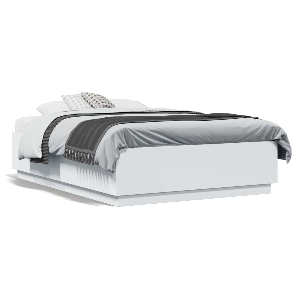 Cadre de lit avec LED sans matelas blanc 135x190 cm - XIOS