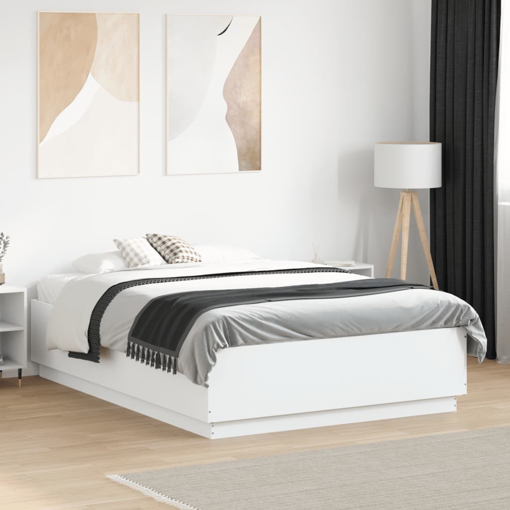 Cadre de lit avec LED sans matelas blanc 135x190 cm - XIOS