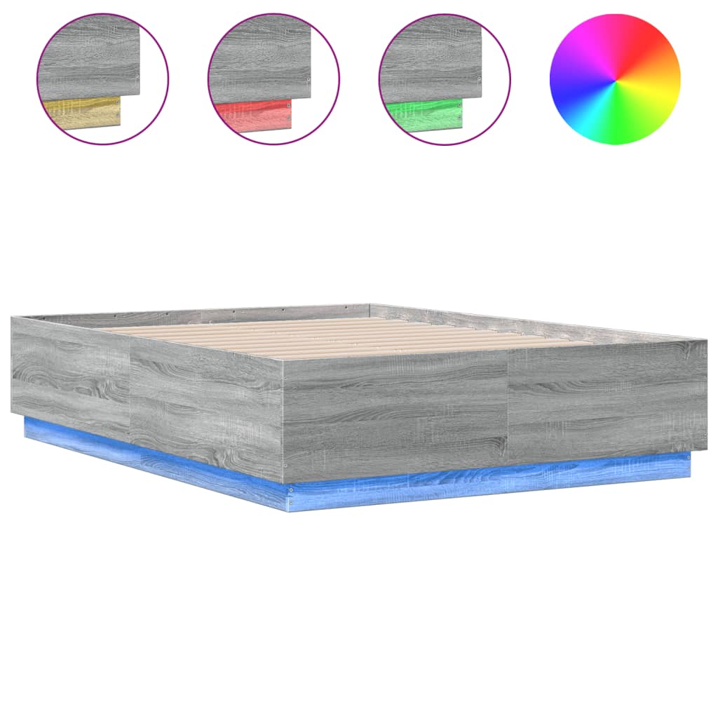 Cadre de lit avec LED sans matelas sonoma gris 135x190 cm - XIOS