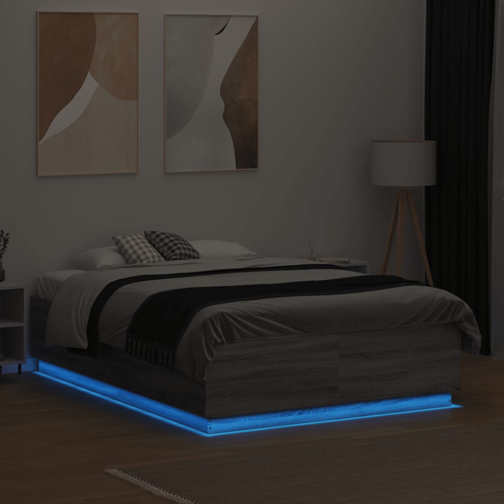 Cadre de lit avec LED sans matelas sonoma gris 135x190 cm - XIOS