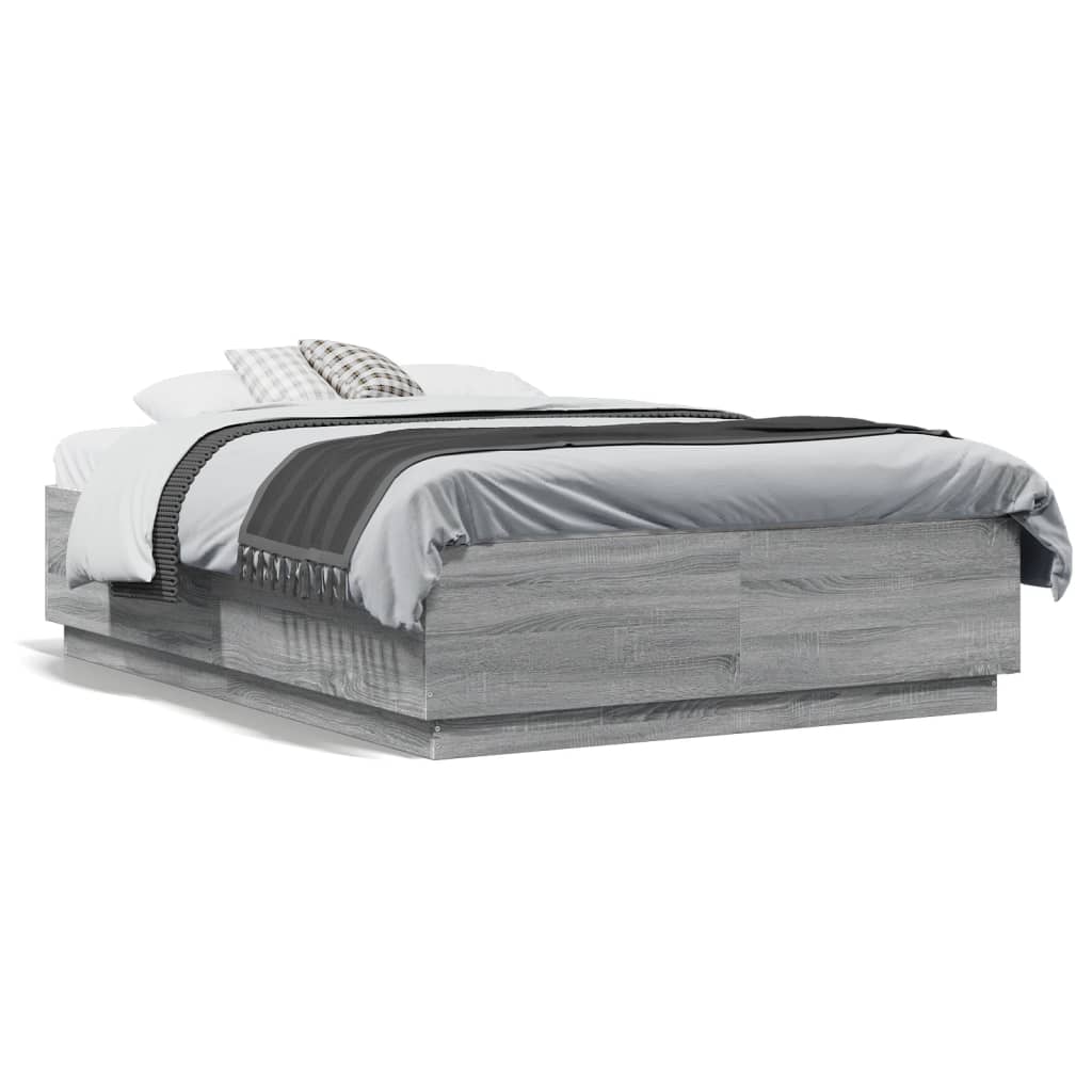 Cadre de lit avec LED sans matelas sonoma gris 135x190 cm - XIOS