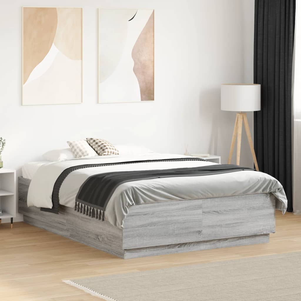 Cadre de lit avec LED sans matelas sonoma gris 135x190 cm - XIOS