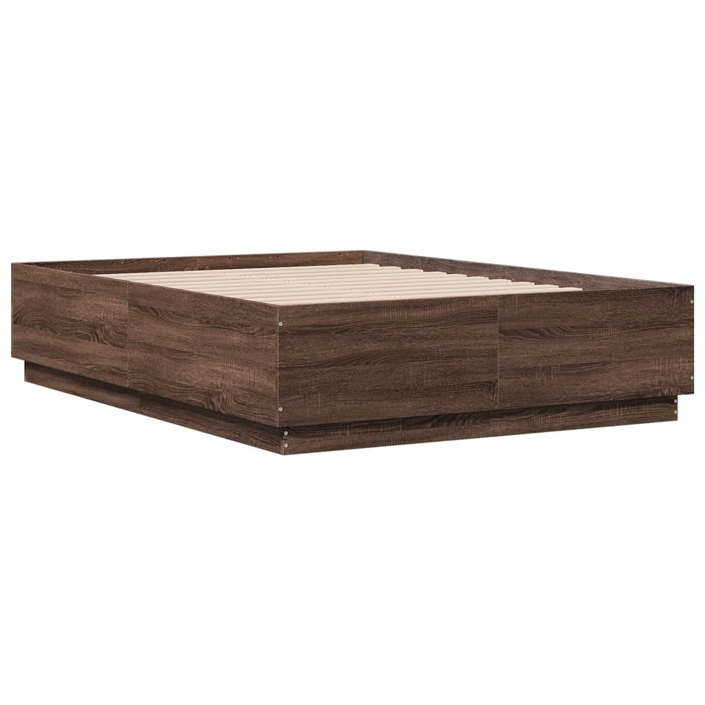 Cadre de lit avec LED sans matelas chêne marron 135x190 cm - XIOS