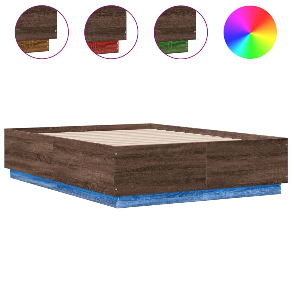 Cadre de lit avec LED sans matelas chêne marron 120x190 cm - XIOS