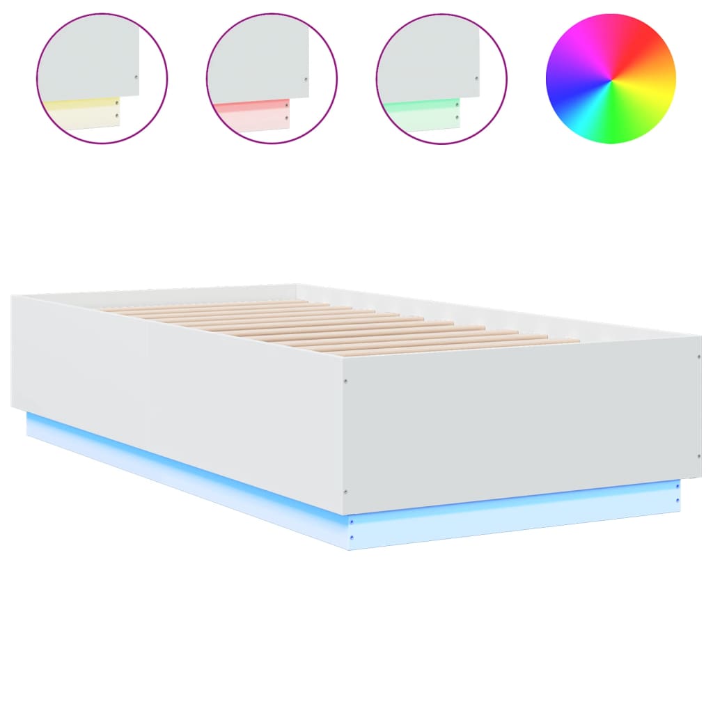 Cadre de lit avec LED sans matelas blanc 90x190 cm - XIOS
