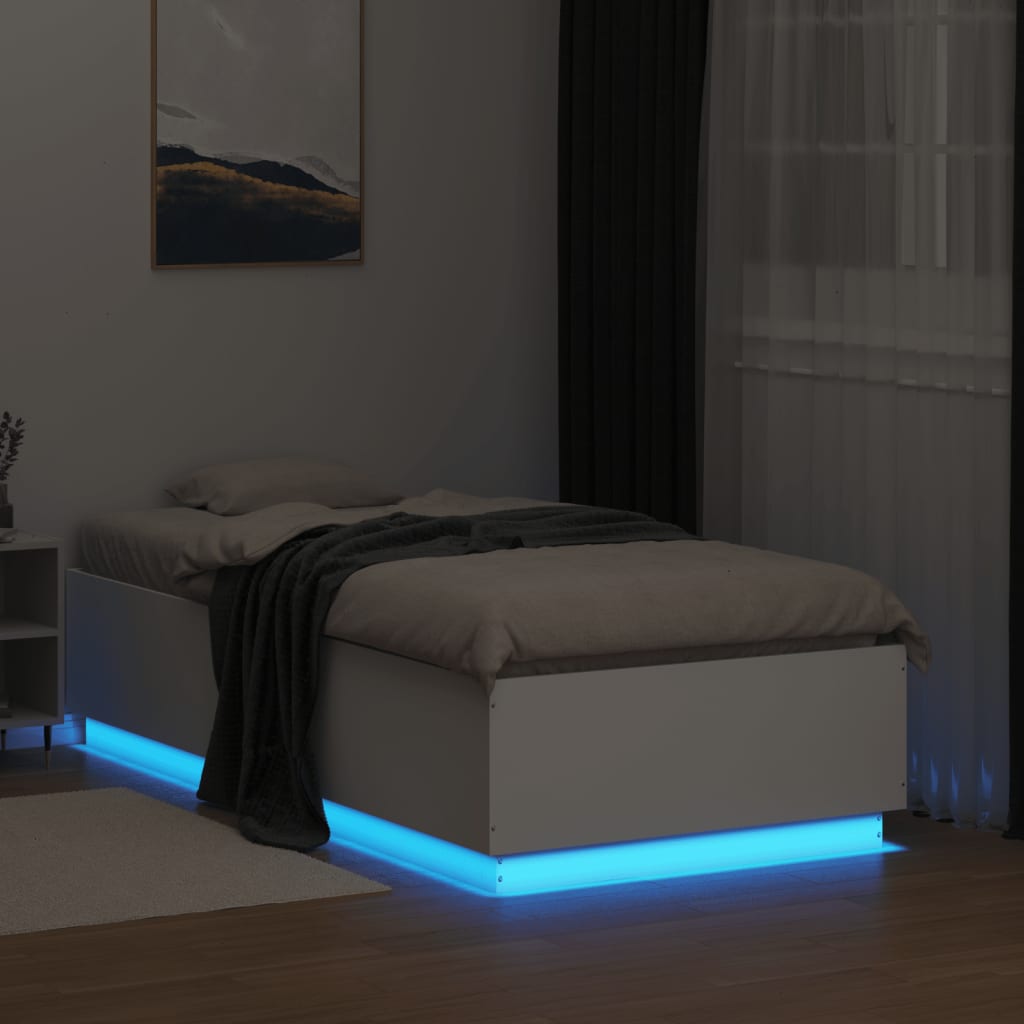 Cadre de lit avec LED sans matelas blanc 90x190 cm - XIOS