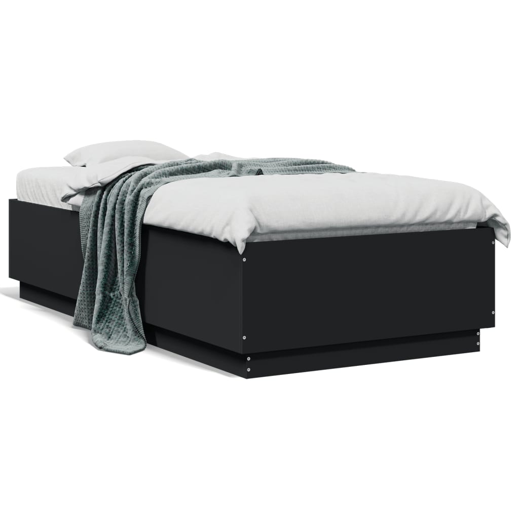 Cadre de lit avec LED sans matelas noir 90x190 cm - XIOS