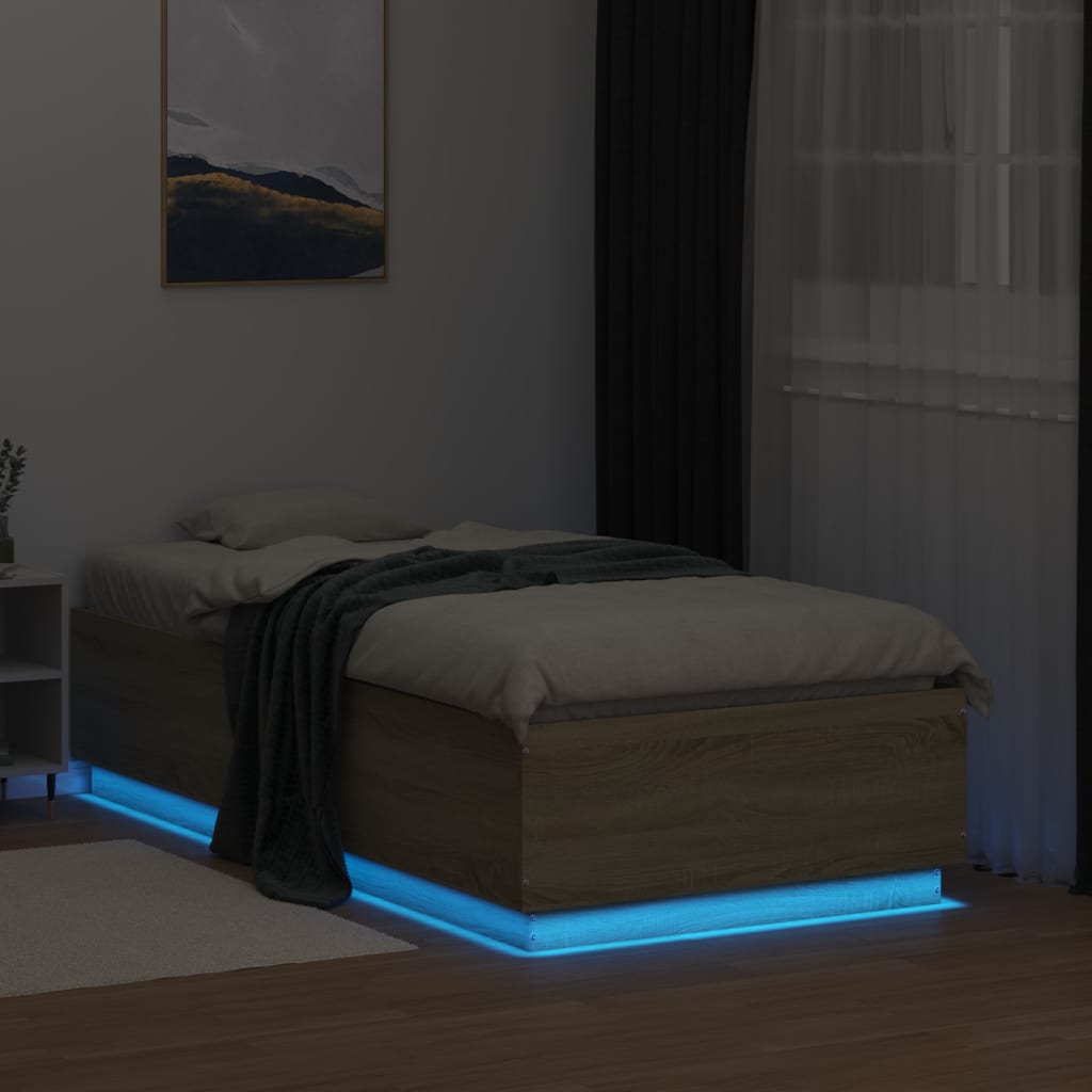 Cadre de lit avec LED sans matelas chêne sonoma 90x190 cm - XIOS