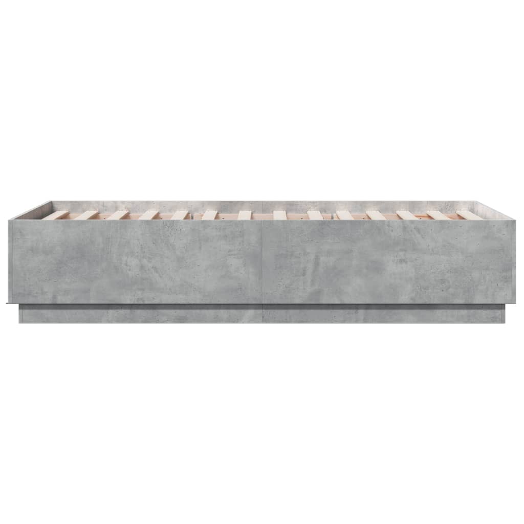 Cadre de lit avec LED sans matelas gris béton 90x190 cm - XIOS