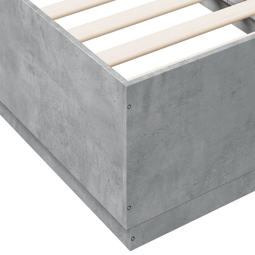 Cadre de lit avec LED sans matelas gris béton 90x190 cm - XIOS