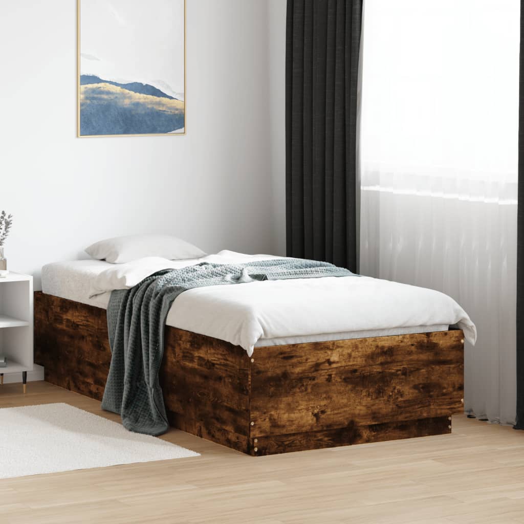 Cadre de lit avec LED sans matelas chêne fumé 90x190 cm - XIOS