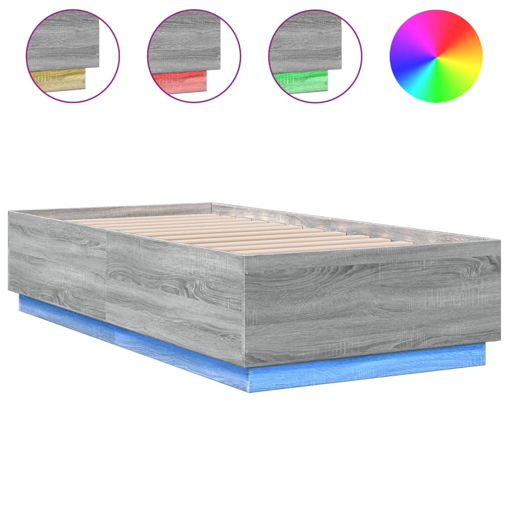 Cadre de lit avec LED sans matelas sonoma gris 90x190 cm - XIOS
