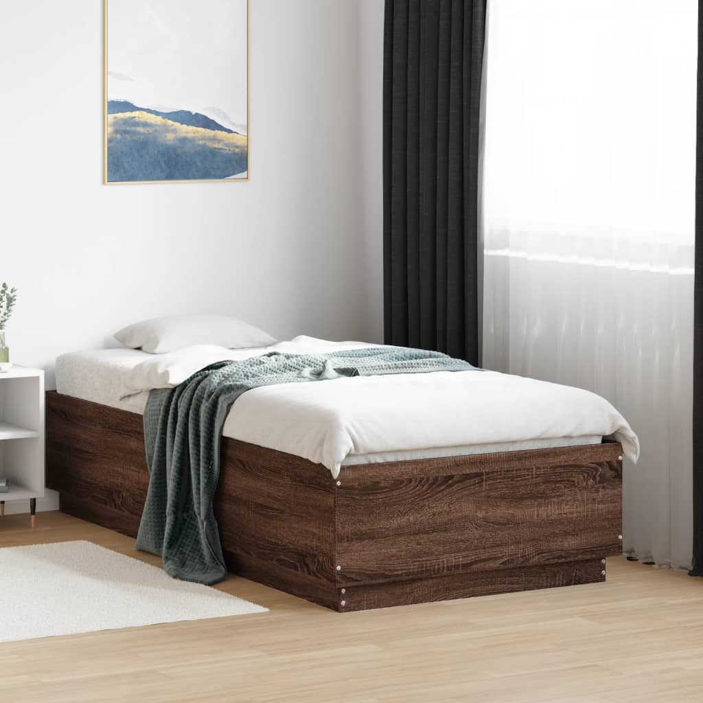 Cadre de lit avec LED sans matelas chêne marron 90x190 cm - XIOS