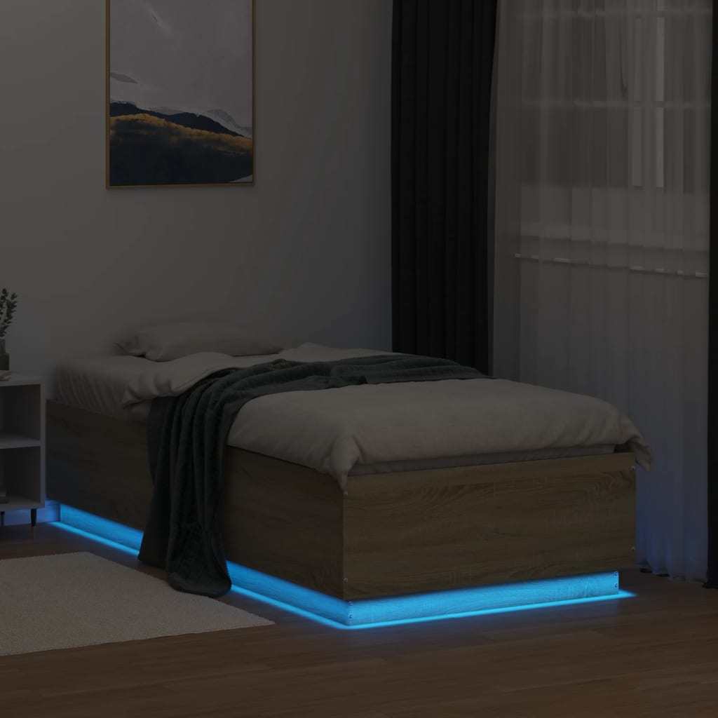 Cadre de lit avec LED sans matelas chêne sonoma 75x190 cm - XIOS