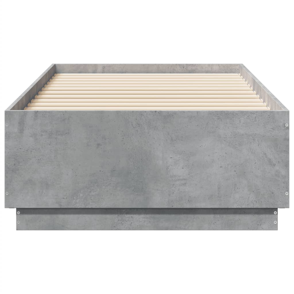 Cadre de lit avec LED sans matelas gris béton 75x190 cm - XIOS