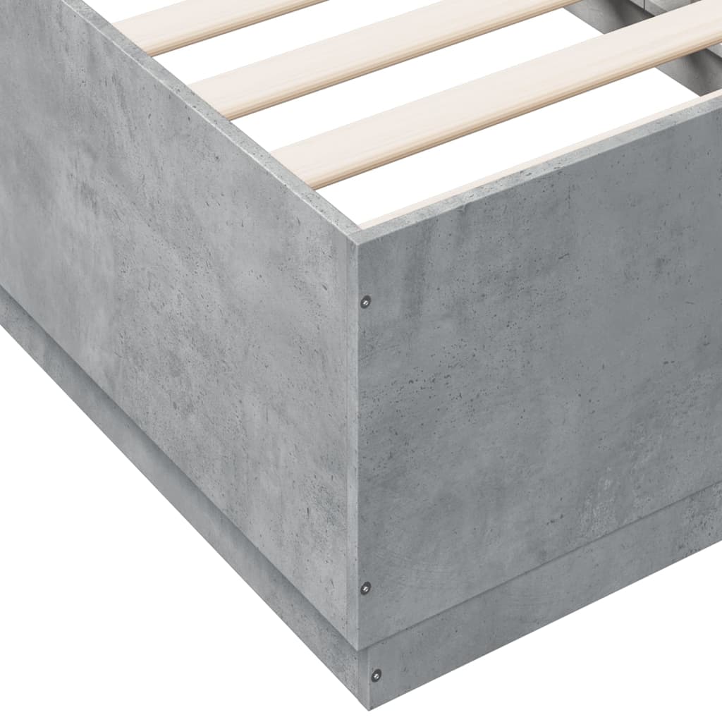 Cadre de lit avec LED sans matelas gris béton 75x190 cm - XIOS