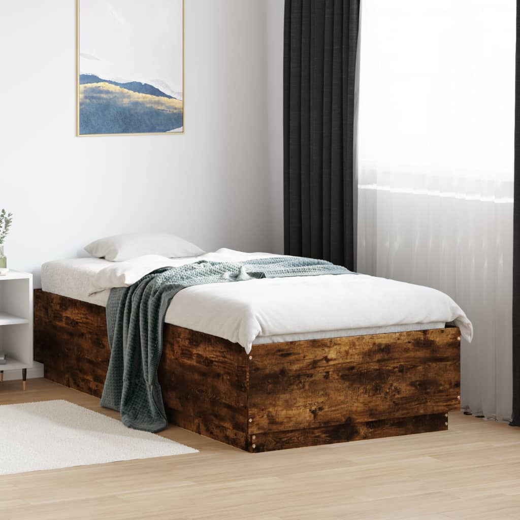 Cadre de lit avec LED sans matelas chêne fumé 75x190 cm - XIOS
