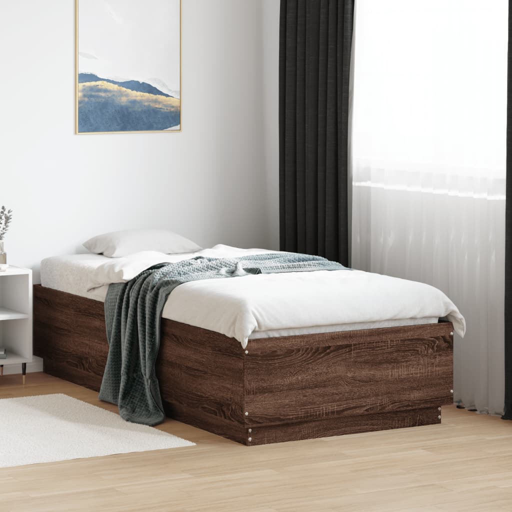 Cadre de lit avec LED sans matelas chêne marron 75x190 cm - XIOS