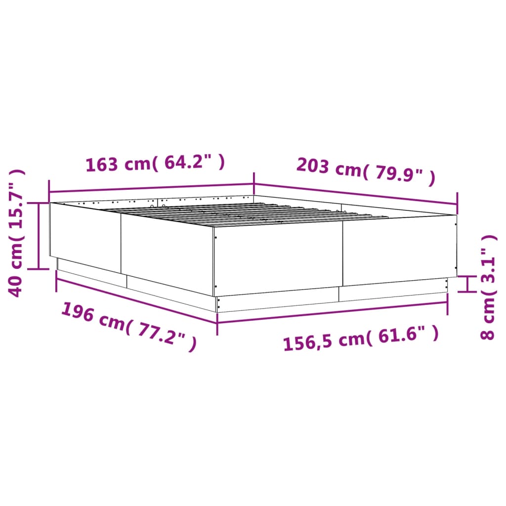Cadre de lit sans matelas sonoma gris 160x200 cm - XIOS
