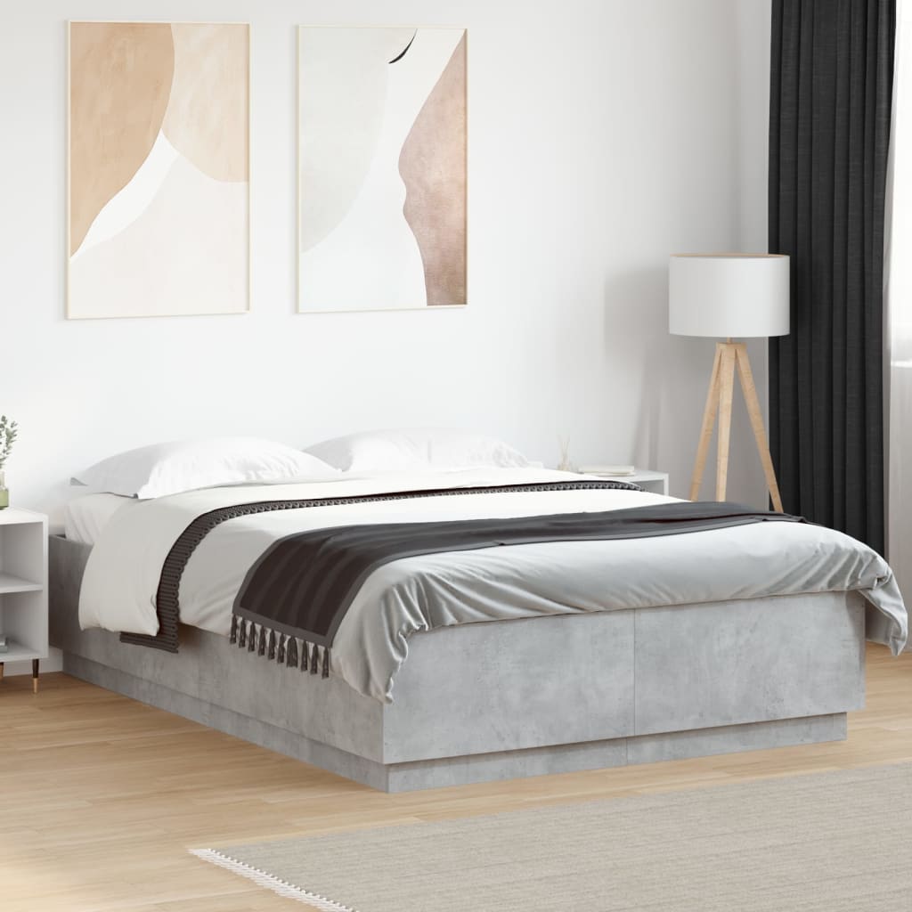 Cadre de lit sans matelas gris béton 150x200 cm - XIOS