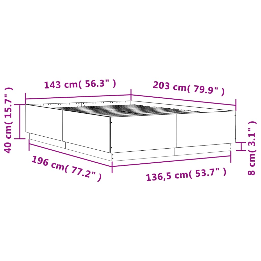 Cadre de lit sans matelas sonoma gris 140x200 cm - XIOS